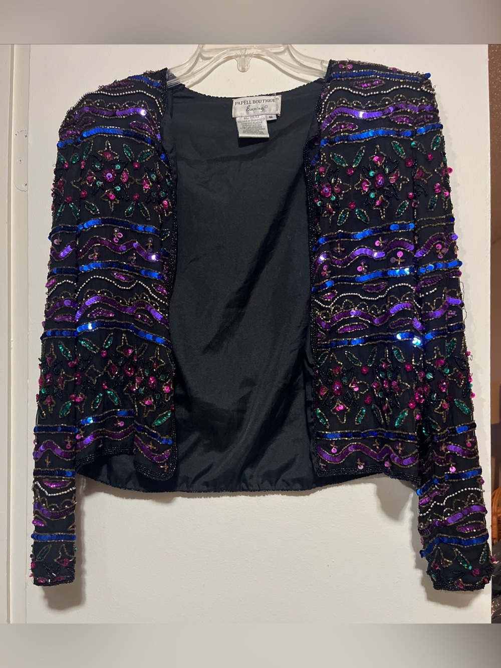 Papell Boutique Black Embellished Evening Jacket
